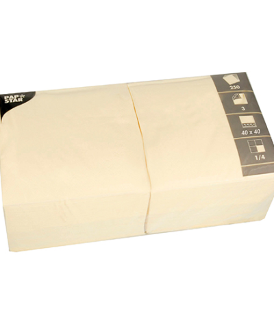 Product foto van Servetten 3‑laags creme 40x40 cm set van 250