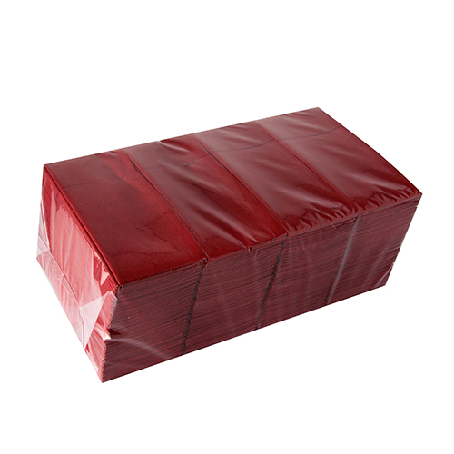 Product foto van Servetten airlaid bordeaux 480st 40x33cm met bestekzakjes