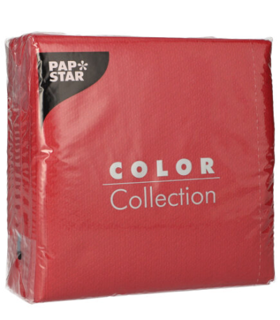 Product foto van Servetten bordeaux 1‑laag 1/4 vouw 33x33 cm set van 100