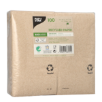 Product foto van Servetten gerecycled papier 3-laags wit set van 100 33x33cm