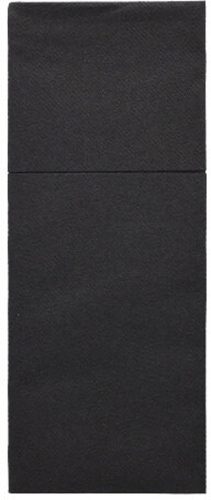 Product foto van Servetten met bestekzakjes airlaid zwart 40 cm x 48 cm set van 100 Premium met bestekvouw