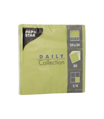 Product foto van Servetten olijfgroen 1/4 vouw 24 cm x 24 cm set van 20 DAILY Collection