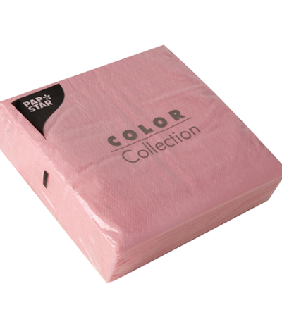 Product foto van Servetten papier 1-laags 1/4 vouw roze set van 100 33cm