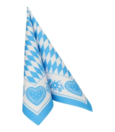 Product foto van Servetten papier 1/4 vouw 50 Beiers blauw 40x40cm