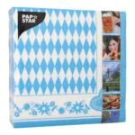 Product foto van Servetten papier 1/4 vouw 50 Beiers blauw 40x40cm