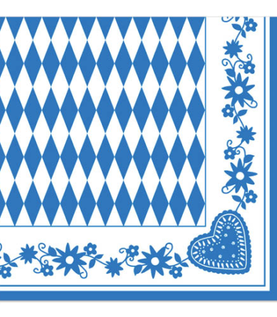 Product foto van Servetten papier 1/4 vouw 50 Beiers blauw 40x40cm