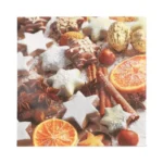 Product foto van Servetten papier 3-laags 1/4 vouw 33x33 cm set van 20 Cinnamon Stars
