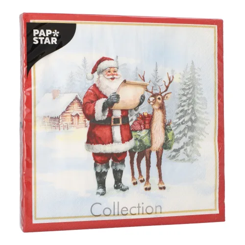 Product foto van Servetten papier 3-laags 1/4 vouw 40x40 cm set van 20 Dear Santa
