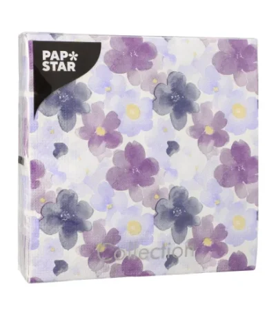 Product foto van Servetten papier 3-laags 1/4 vouw wit set van 20 33x33cm Aquarell Flowers