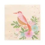 Product foto van Servetten papier 3-laags 1/4 vouw wit set van 20 33x33cm Flowery Bird