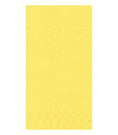 Product foto van Servetten papier 3-laags geel set van 250 33x33cm 1/8 vouw