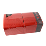 Product foto van Servetten papier 3-laags rood set van 250 33x33cm 1/8 vouw