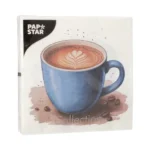 Product foto van Servetten papier 3-laags wit 1/4 vouw set van 20 33x33cm Cup of Coffee