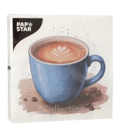 Product foto van Servetten papier 3-laags wit 1/4 vouw set van 20 33x33cm Cup of Coffee