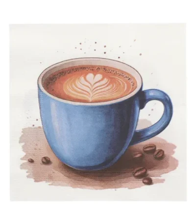 Product foto van Servetten papier 3-laags wit 1/4 vouw set van 20 33x33cm Cup of Coffee