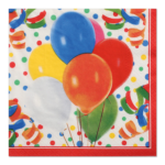 Product foto van Servetten papier 3-laags wit set van 100 33x33cm Lucky Balloons