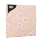 Product foto van Servetten papier 3-laags wit set van 20 Daisies 33x33cm