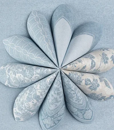 Product foto van Servetten papier blauw Paisley set van 50 40cmx40cm 1/4 vouw ROYAL Collection