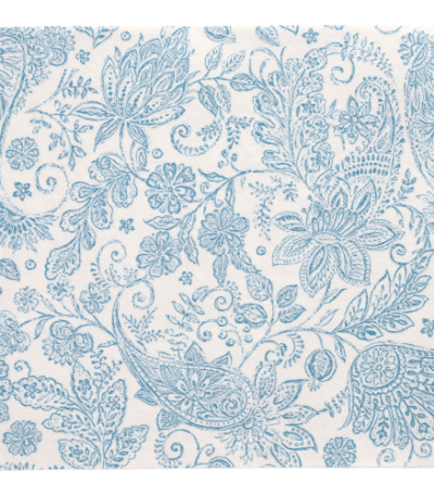 Product foto van Servetten papier blauw Paisley set van 50 40cmx40cm 1/4 vouw ROYAL Collection