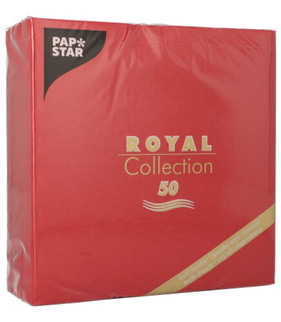 Product foto van Servetten papier bordeaux 1/4 vouw set van 50 40cm x 40cm ROYAL Collection