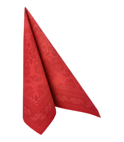 Product foto van Servetten papier bordeaux 40cmx40cm set van 50 Royal Collection Arabesque