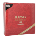 Product foto van Servetten papier bordeaux 40cmx40cm set van 50 Royal Collection Arabesque
