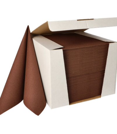 Product foto van Servetten papier bruin 1/4 vouw 40x40cm set van 100 Royal Collection