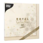 Product foto van Servetten papier champagne 40x40 cm 1/4 vouw set van 20 ROYAL Collection Stars and Snowflakes