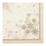 Product foto van Servetten papier champagne 40x40 cm set van 50 Stars and Snowflakes