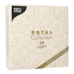 Product foto van Servetten papier champagne set van 50 40x40cm 1/4 vouw Damascato Royal Collection