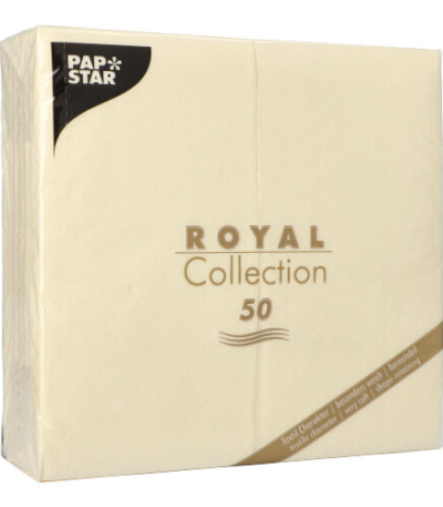 Product foto van Servetten papier champagne set van 50 40x40cm 1/8 vouw ROYAL Collection