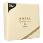 Product foto van Servetten papier champagne set van 50 40x40cm ROYAL Collection 1/4 vouw