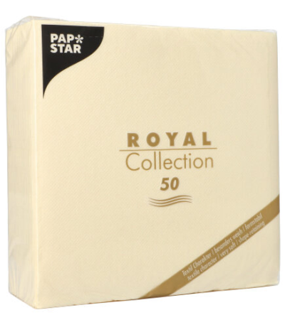 Product foto van Servetten papier champagne set van 50 40x40cm ROYAL Collection 1/4 vouw