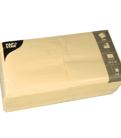 Product foto van Servetten papier creme set van 500 1/4 vouw 33x33cm