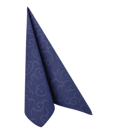 Product foto van Servetten papier donkerblauw 1/4 vouw set van 50 40x40cm Royal Collection Casali