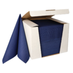 Product foto van Servetten papier donkerblauw 40x40cm set van 100 1/4 vouw ROYAL Collection