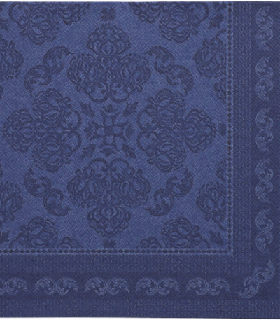 Product foto van Servetten papier donkerblauw Arabesque set van 50 40x40cm 1/4 vouw Royal Collection