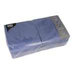 Product foto van Servetten papier donkerblauw set van 500 1/4 vouw 33x33cm