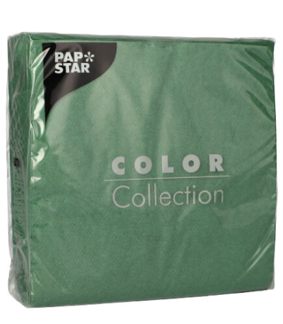 Product foto van Servetten papier donkergroen 1/4 vouw set van 100 33cm x 33cm