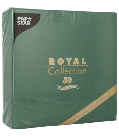 Product foto van Servetten papier donkergroen set van 50 40cm x 40cm 1/4 vouw ROYAL Collection
