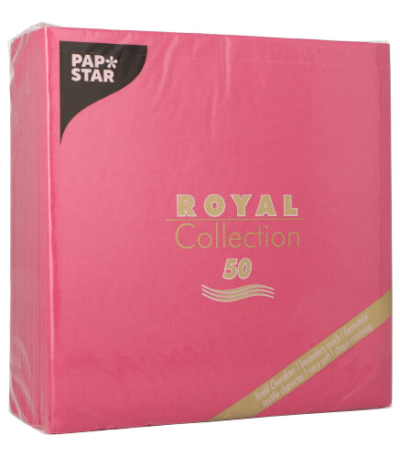 Product foto van Servetten papier fuchsia 1/4 vouw set van 50 40x40cm Royal Collection
