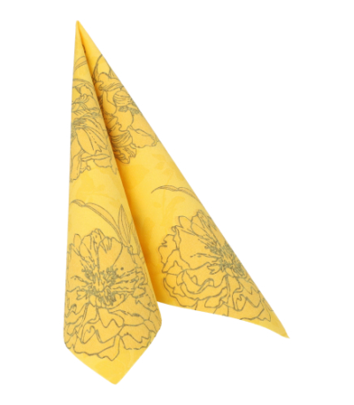 Product foto van Servetten papier geel 1/4 vouw 40 cm x 40 cm set van 50 Thalia