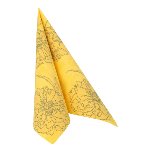 Product foto van Servetten papier geel 1/4 vouw 40 cm x 40 cm set van 50 Thalia