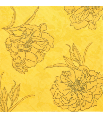 Product foto van Servetten papier geel 1/4 vouw 40 cm x 40 cm set van 50 Thalia