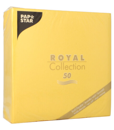 Product foto van Servetten papier geel set van 50 40cm x 40cm 1/4 vouw ROYAL Collection