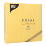 Product foto van Servetten papier geel set van 50 40x40cm 1/4 vouw Royal Collection Casali