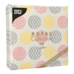 Product foto van Servetten papier geel/rood Rococo set van 50 40x40cm 1/4 vouw ROYAL Collection