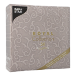 Product foto van Servetten papier grijs set van 50 40x40cm 1/4 vouw Royal Collection Casali