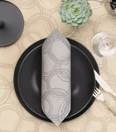 Product foto van Servetten papier grijs set van 50 40x40cm Royal Collection 1/4 vouw Bubbles