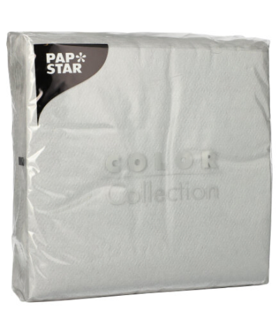 Product foto van Servetten papier lichtgrijs set van 100 33 cm x 33 cm